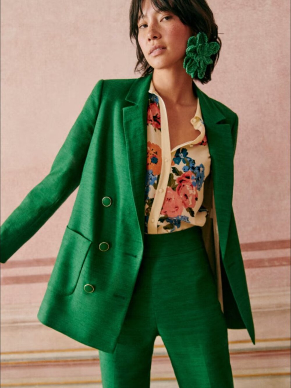 Sézane Agnes Jacket in Garden Green Size 40/US 8